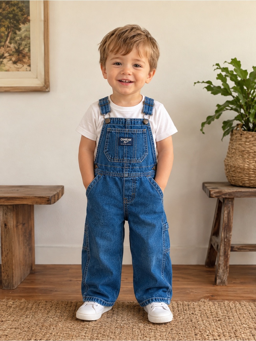 Boys toddler 24M/ 2t denim osh Kosh vest back overalls